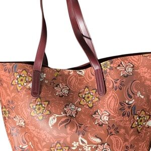 Floral Patterned Tote Bag - Pink and Brown (item#b119)